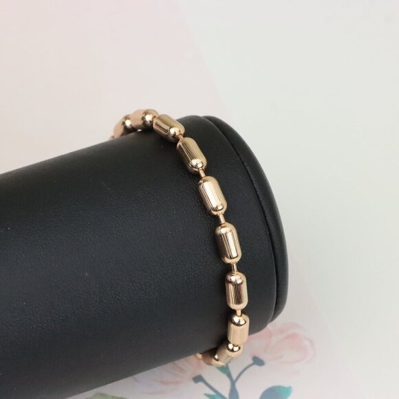 "Textured Barrel Beads Rose Gold Bracelet with Adjustable Extender, XPBL1135 - Picture 9 of 13